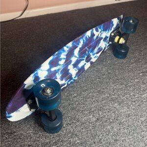 Blue Tie-Dye Penny Skateboard with Blue Wheels